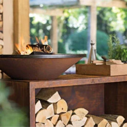 Brasero Plancha OFYR Island 100 En Corten + Plan De Travail Teck -Gril De Cuisine ofyr island 100 brasero plancha 7430440898821 8