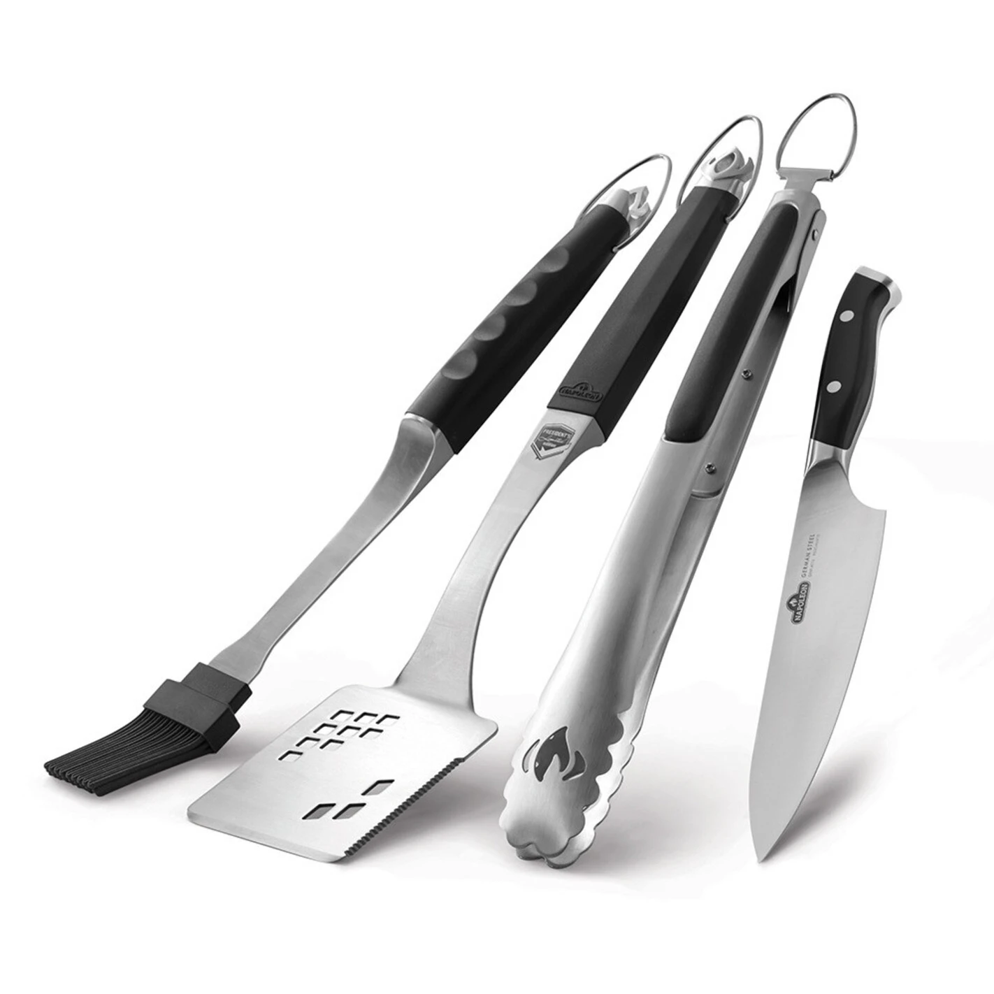 Pince + Couteau + Spatule + Pinceau Premium En Inox - Napoleon* 1 Pince + Couteau + Spatule + Pinceau Premium En Inox - Napoleon*